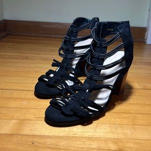 Black Strappy Sandal with Heel